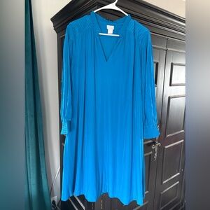 Chico's Vibrant Blue Long Sleeve Dress